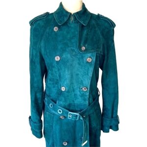 Vintahe 90s Emerald Coach Est 1941 Suede Trench Coat